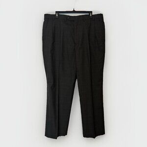 Vintage Stafford Mens Dress Pants 36x30 100% Wool Pleated Black Plaid USA Made
